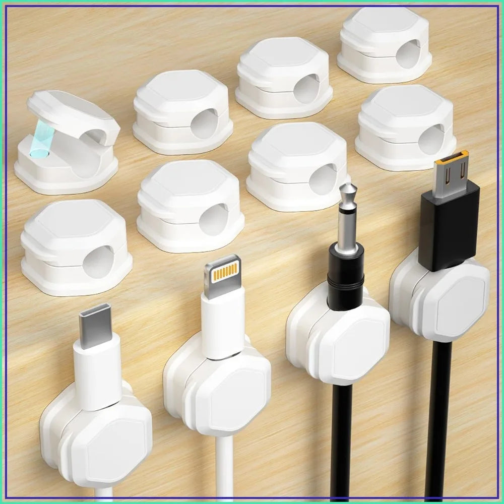 12 Pack Magnetic Cable Clips for Desk Cord Management, Adhesive Wire Holder for Phone Charger, Computer, Home, Office