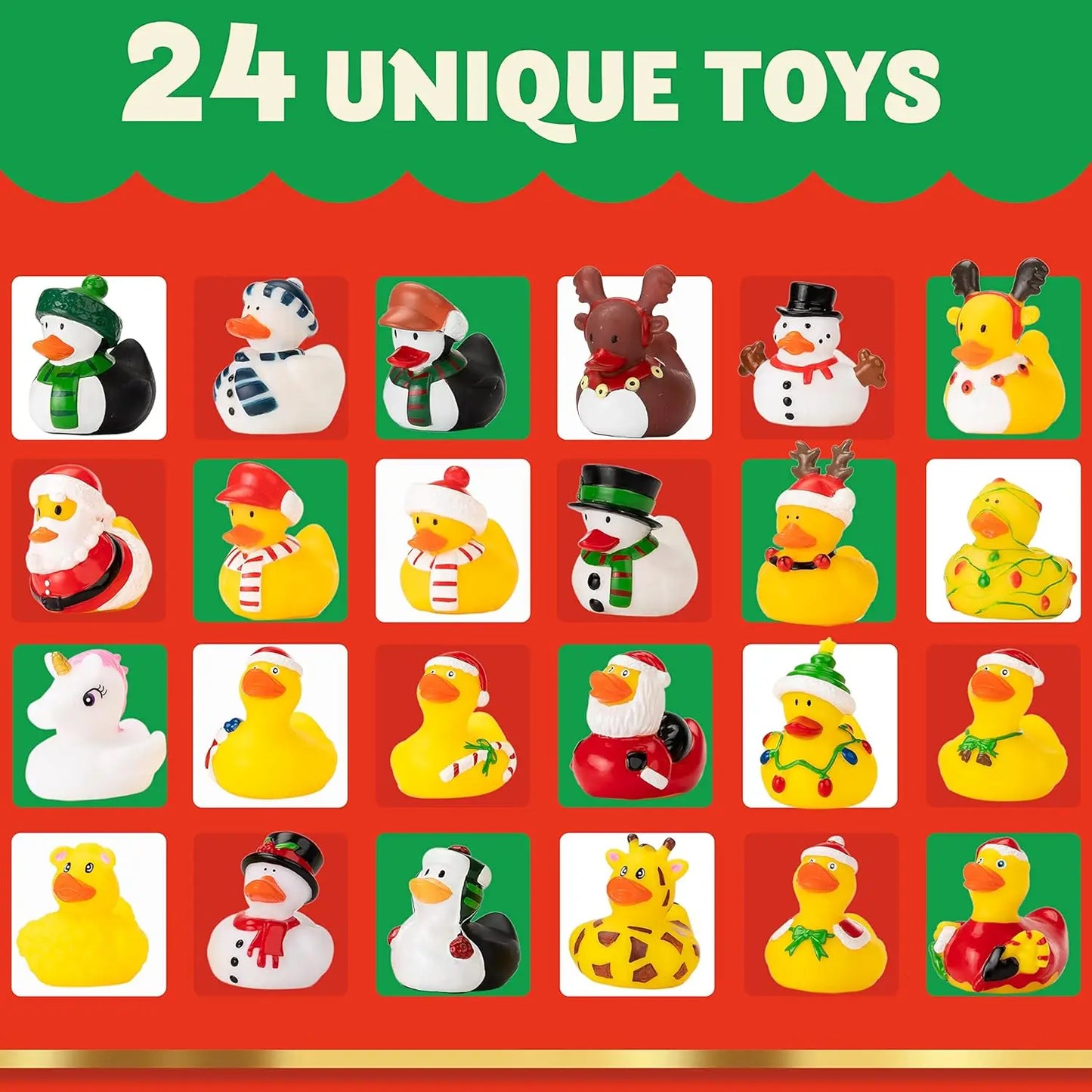 JOYFY 2025 Christmas Advent Calendar Ducks 24 Days Countdown Rubber Ducks for Boys Girls Toddlers Kids Xmas Party Favor Gifts