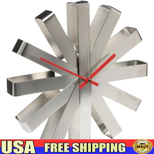 Unique Modern Wall Clock Silent Quartz Movement 12 Inch Multifunctional Ribbon Design Easy Readable Battery Powered Ideal Living