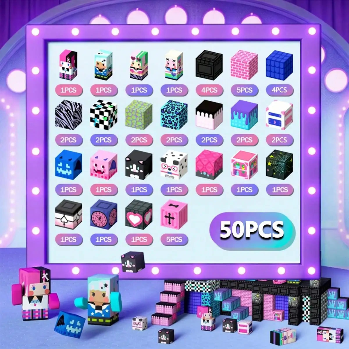 50-300pcs Magnetic Building Blocks & Tiles - STEM Magnetic Tile Role Play Music Cool Girl World, Imaginative Construction Toys, Building Cubes Toy Set, Girly Series, Pretend Play, Sensory Learning Toys, Suitable For Children
