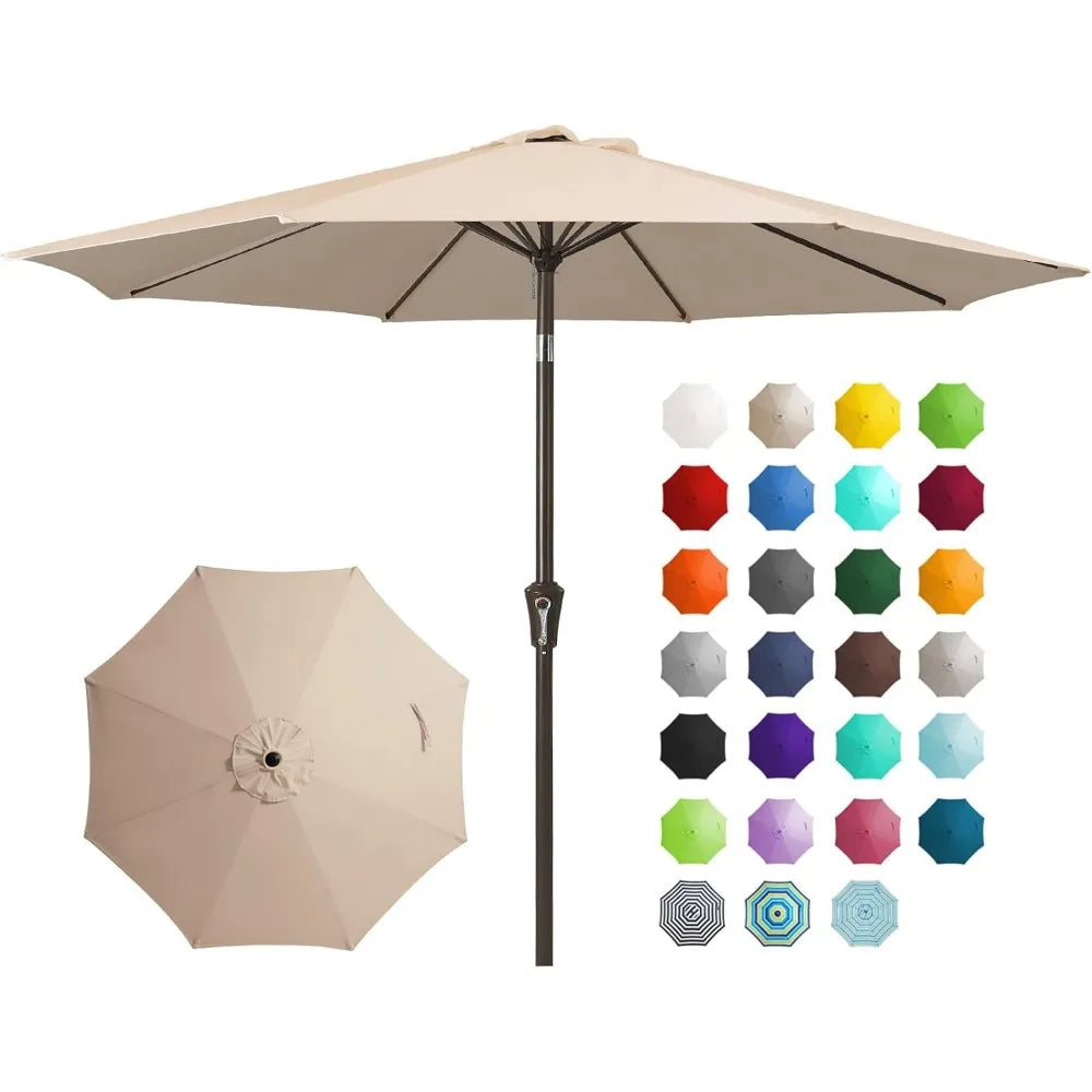9FT Outdoor Patio Umbrella with Push Button Tilt Crank UV Protection Waterproof for Garden Deck Backyard Pool