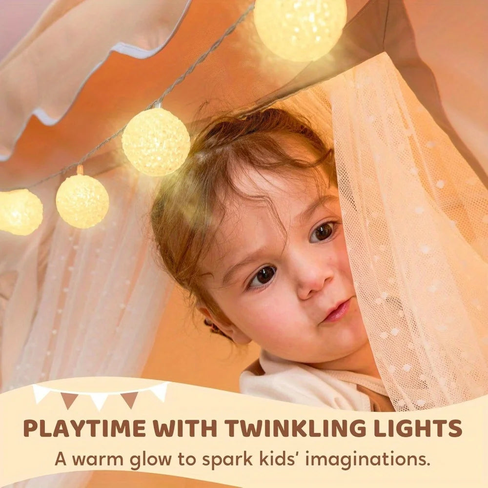 JOYFY Kids Play Tent Indoor Outdoor 51*35*52 Inch Tent with Blanket LED Light for Toddler Playhouse Ideal Private Space