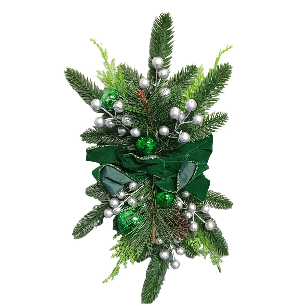 Christmas Swag Wreath Pendants Ornament Christmas Wreath without/with Light Home Door Window Decoration Party Supplies