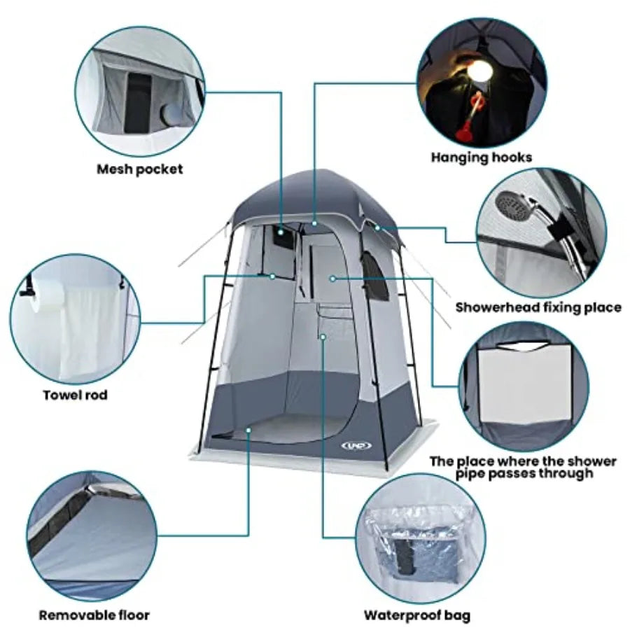 Shower Tent for Outdoor Camping: Waterproof Polyester, Beige, Quick-Setup Privacy Shelter for Dressing, Changing, Toilet, Hikin