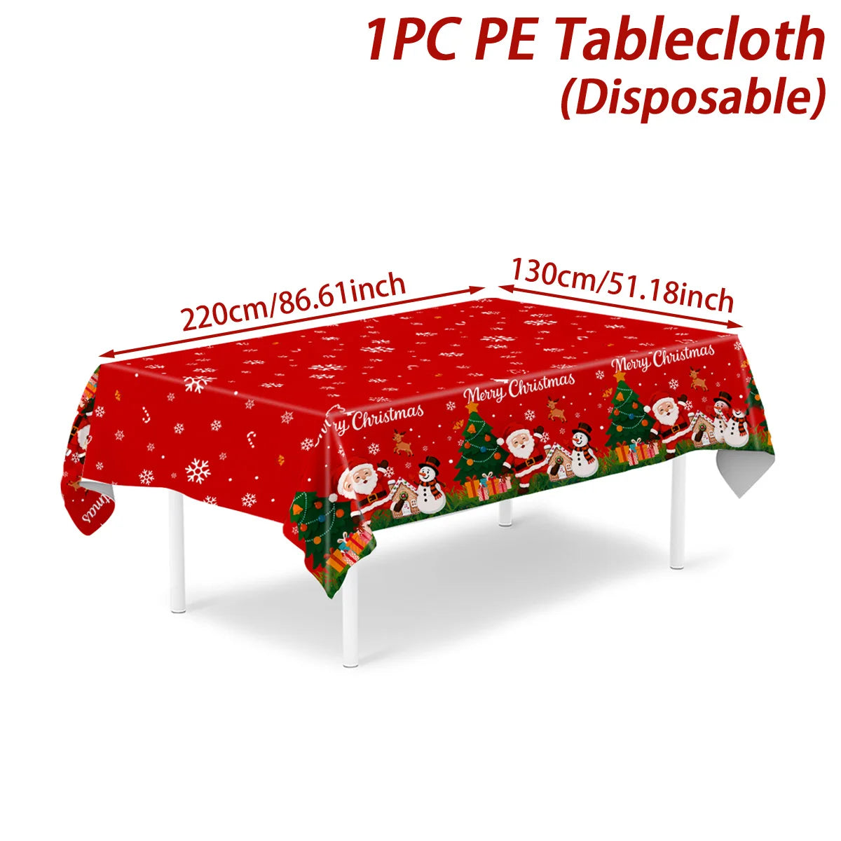2025/2026 Christmas Snowflake Plastic Tablecloth - Merry Xmas Home Decor for Navidad, Natal & New Year Table Ornament