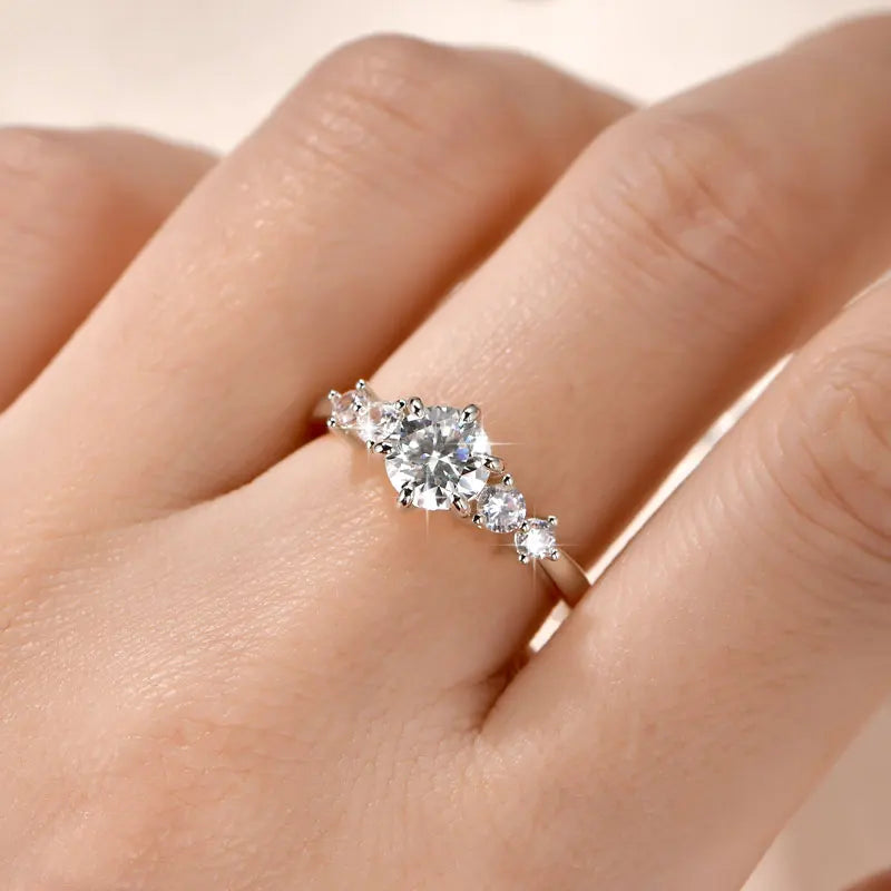 Oxtao 1 Carat Moissanite Engagement Ring 14K Gold Filled for Women
