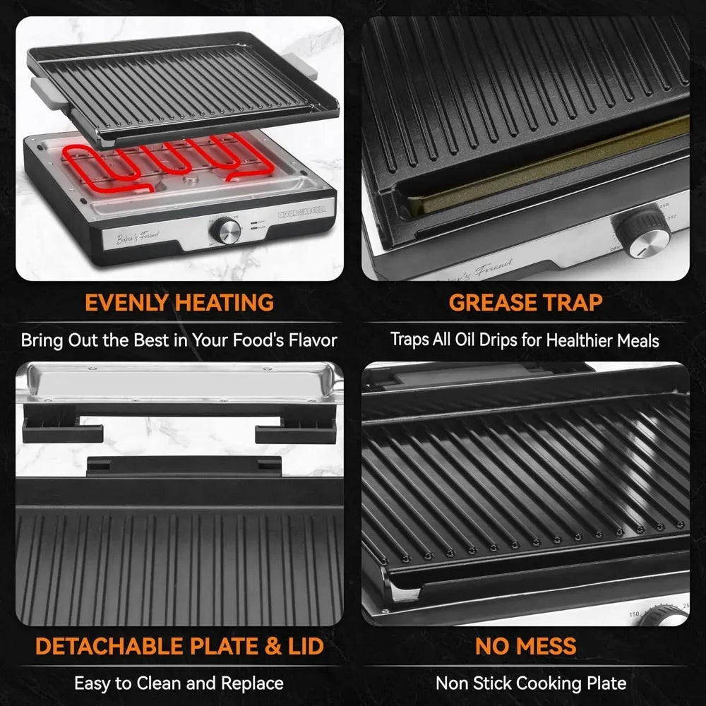 Smokeless Indoor Electric Grill with Removable Plates Portable BBQ Cooking Gifts Recipes
