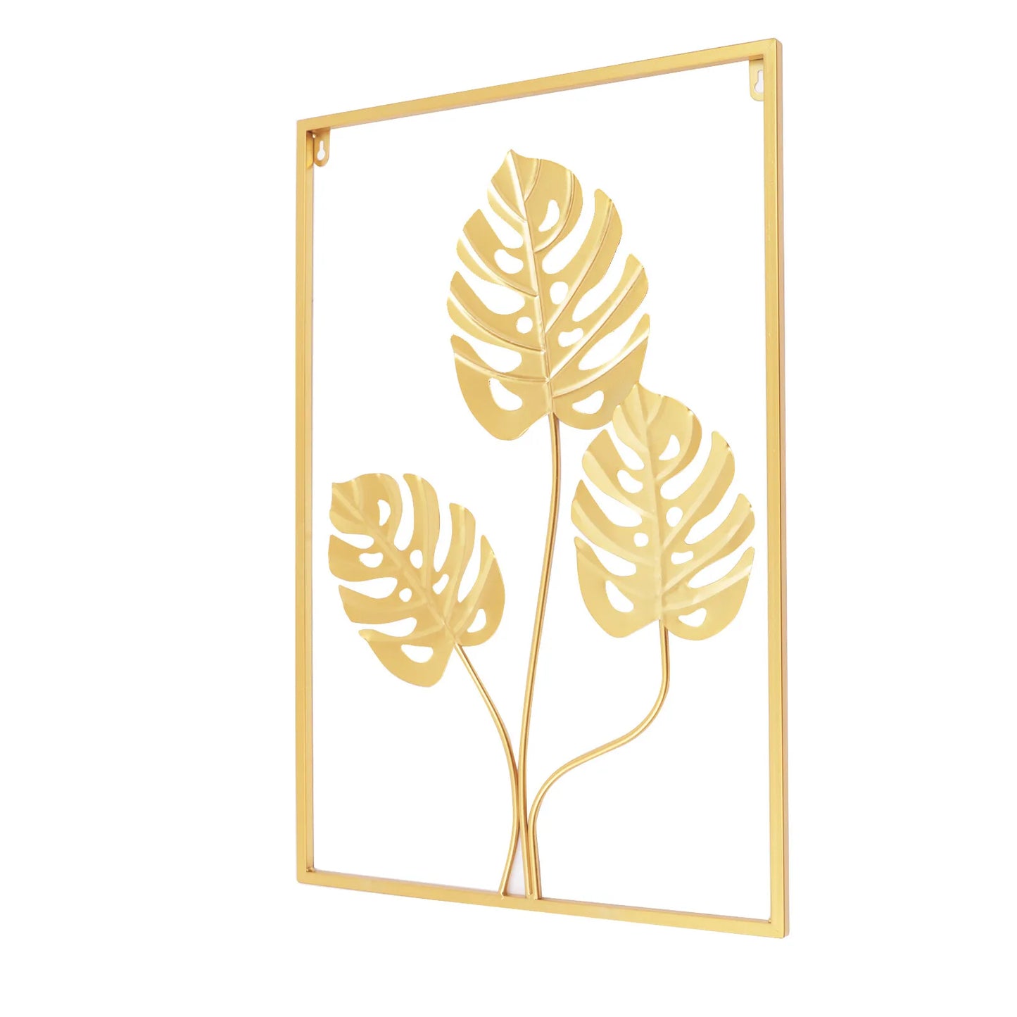 3-Piece Gold Leaf Wall Art Set, 3D Hollow Iron Panel Decor, Modern Abstract Leaf Design for Living Room Bedroom