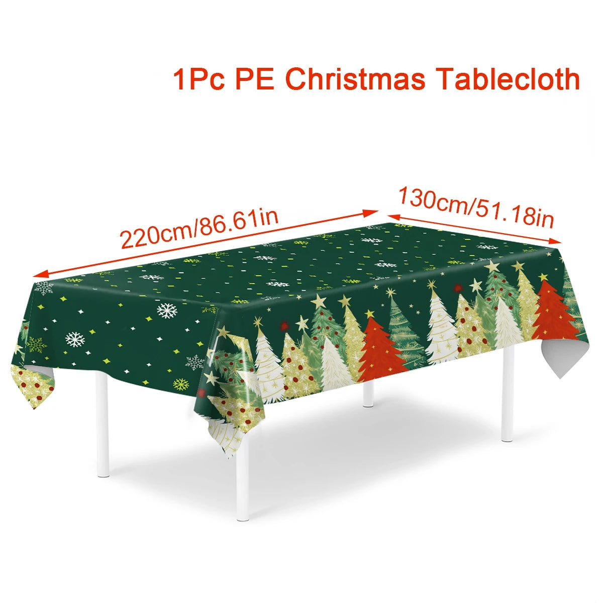 2025/2026 Christmas Snowflake Plastic Tablecloth - Merry Xmas Home Decor for Navidad, Natal & New Year Table Ornament