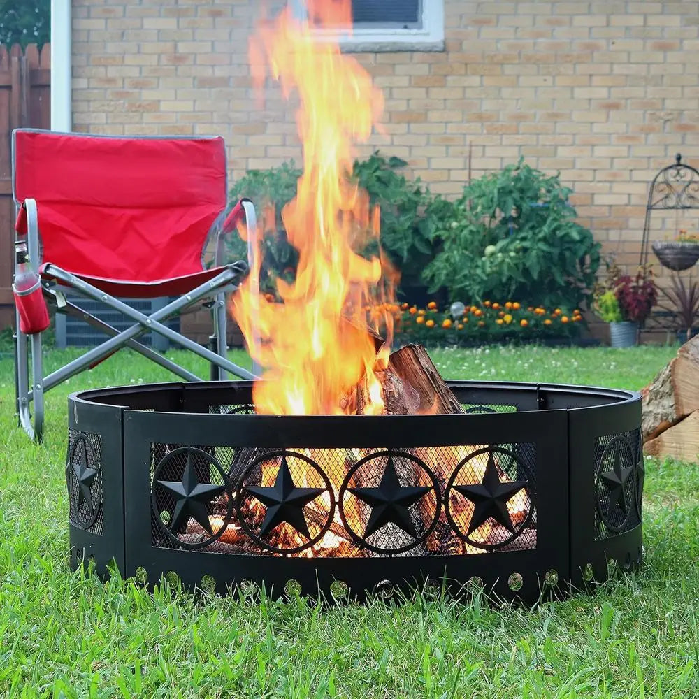36 Heavy-Duty Steel Fire Pit Ring - Round, 12 High, for Outdoor & Camping Use
