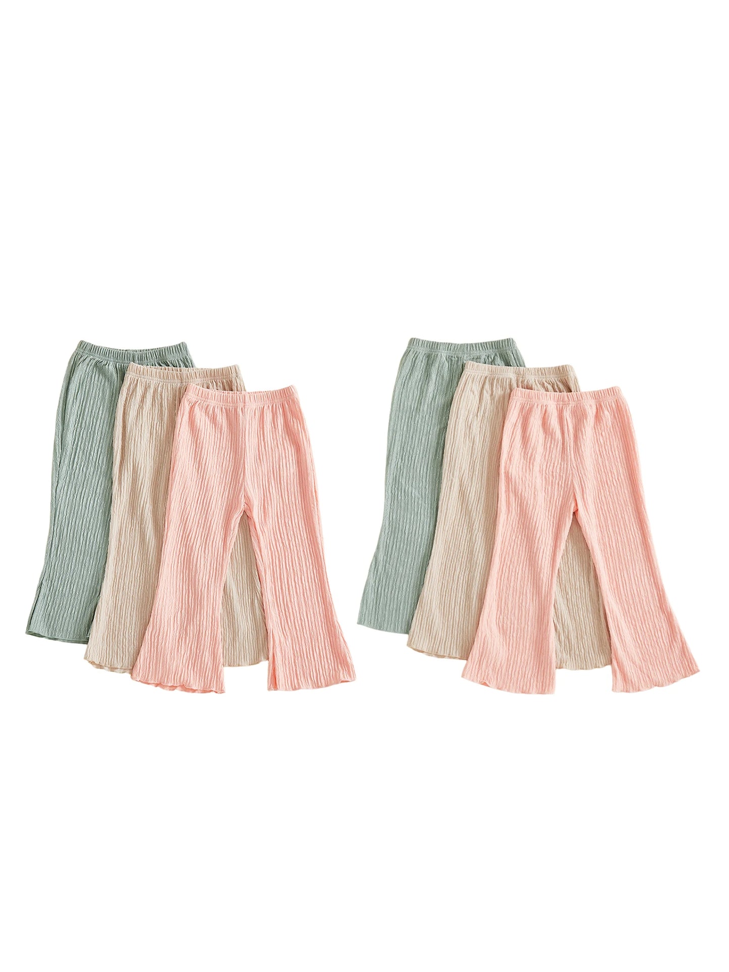 Toddler Girls Flare Pants Set Casual Elastic Waist Solid Color Bell Bottom Pants Trousers