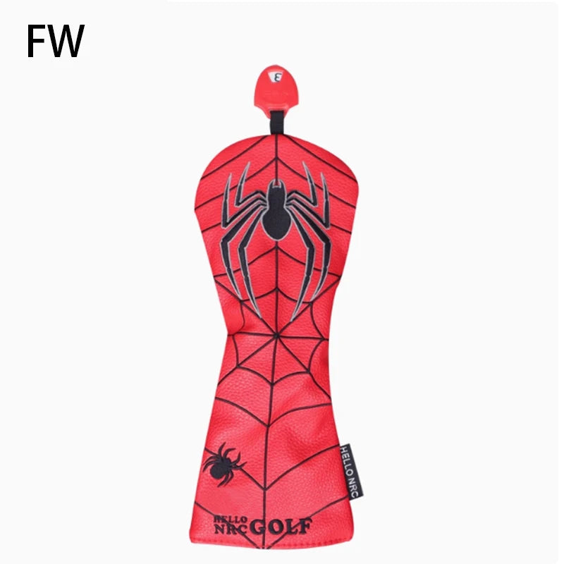 Spider Golf Head Covers PU Leather for Driver Fairway Wood Golf Clubs Durable Water-Resistant Protective Covers Stylish Design for Golf Course Use Golfer Games and Perfect Golf Gift Accessories