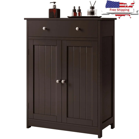 31.5" Freestanding Wooden Storage Cabinet with Adjustable Shelves Bathroom Living Room Kitchen Organization Modern Design