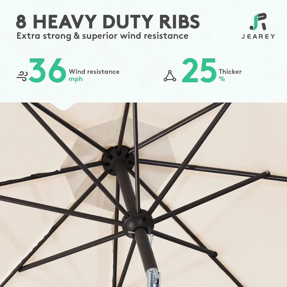 9FT Outdoor Patio Umbrella with Push Button Tilt Crank UV Protection Waterproof for Garden Deck Backyard Pool