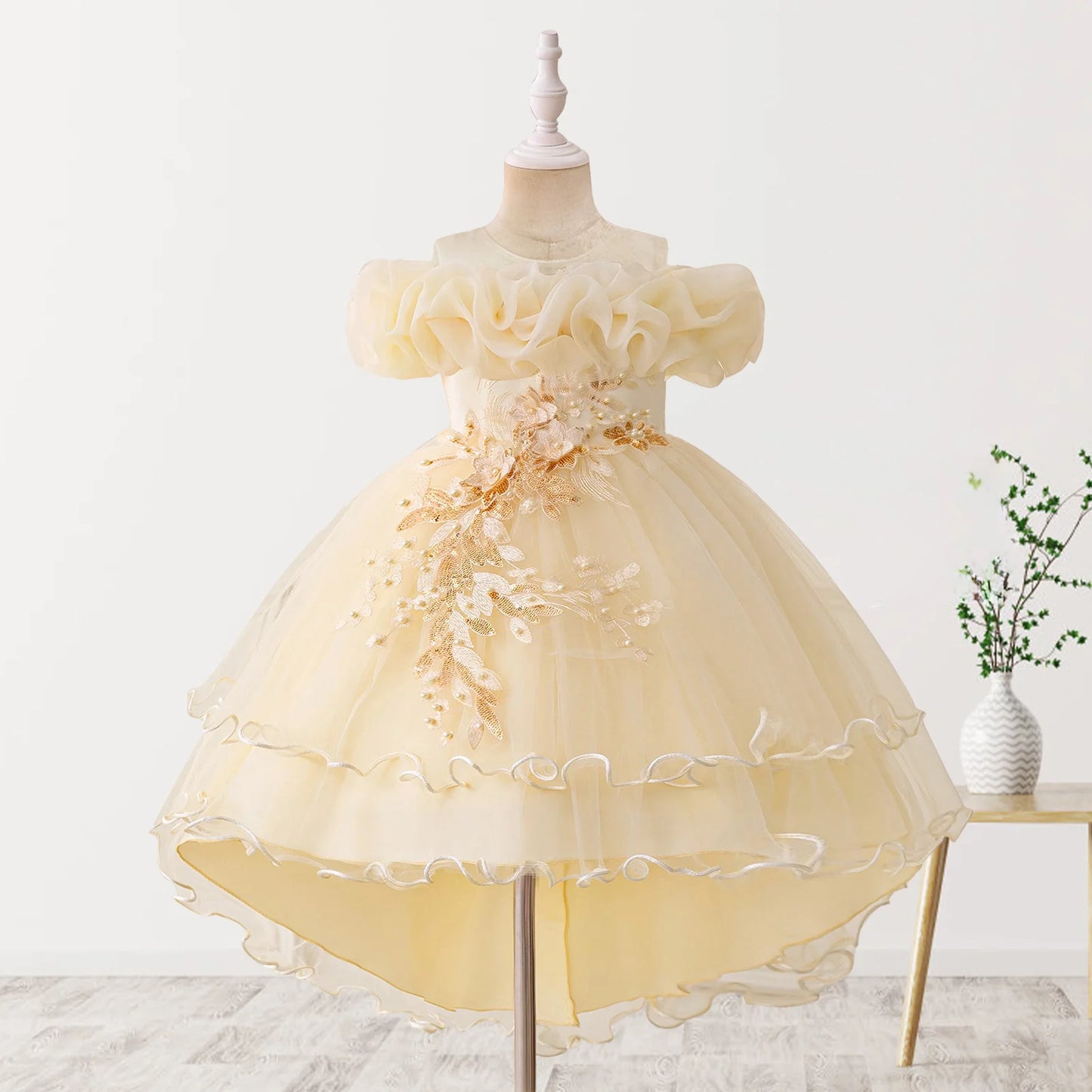 Stylish Toddler Girls Floral Print Sleeveless Ruffle Tulle Dress Perfect for Everyday Wear and Special Occasions