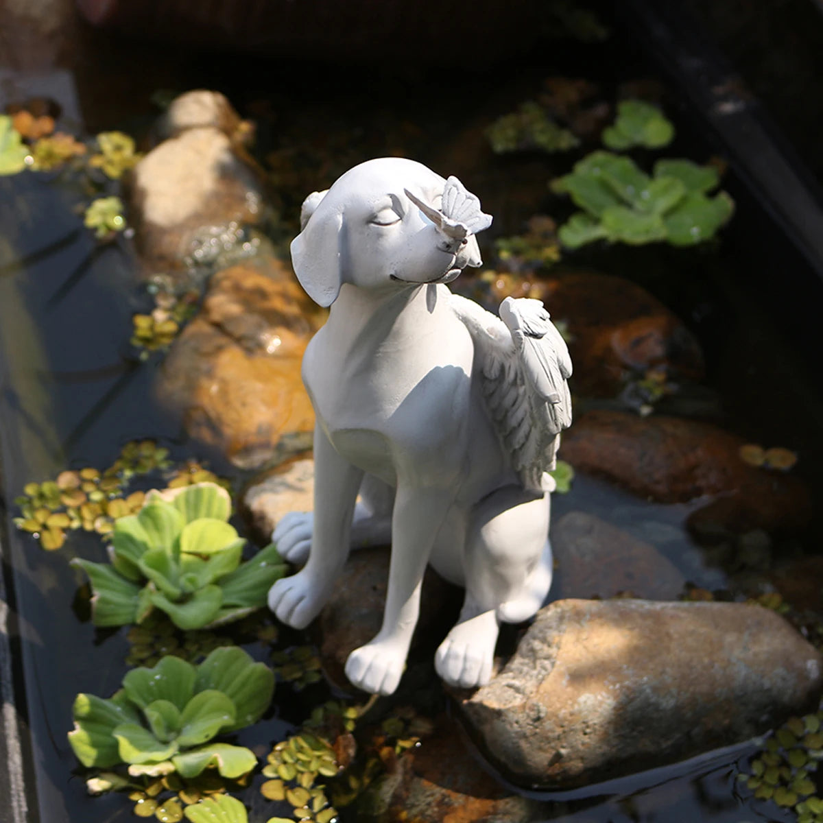 Resin Angel Dog, Dog Angel Pet Commemorative Tombstone Tribute Statue, Outdoor Garden Desktop Decoration, Gift for Dog Lovers