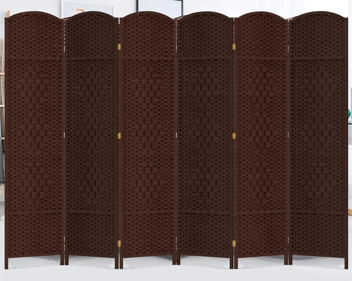 6 Panels Room Divider 6 FT Tall Weave Fiber Privacy Screen Freestanding Double Hinged Folding Screen Extra Wide, Customized