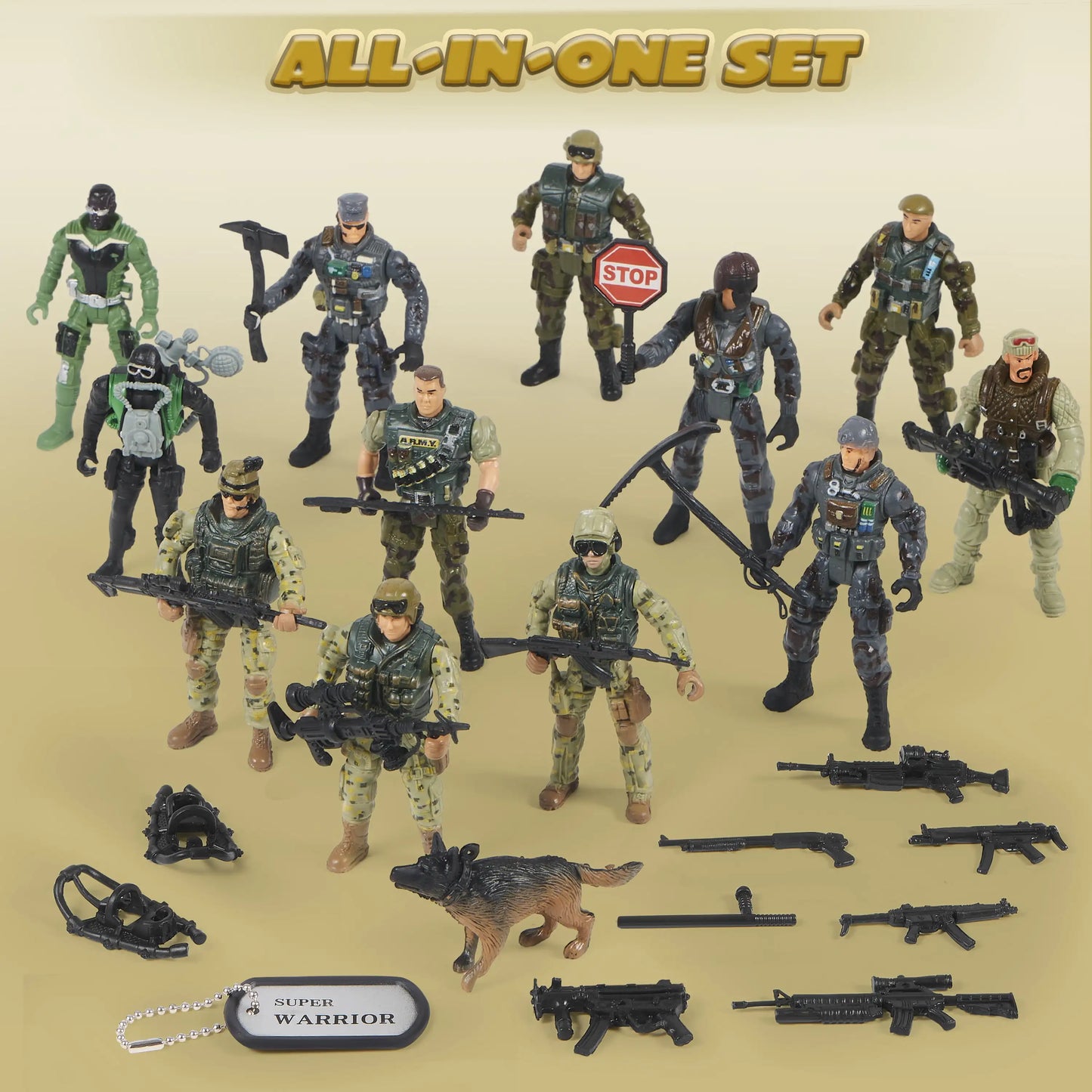 Joyfy 16 Pcs Military Toy Soldiers Playset Army Men and SWAT Team with Military Weapons Accessories for Boys Birthday Gift