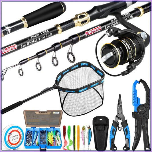 Complete Fishing Rod and Reel Combo Kit with Tackle Box and Lures, Fishing Accessories for Men