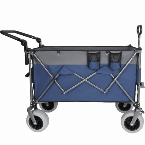 Heavy-Duty Multi-Functional Folding Wagon - Push-Pull Design, 9"x4" Beach Tires, Rotating Handle 300L XL 480lbs Load