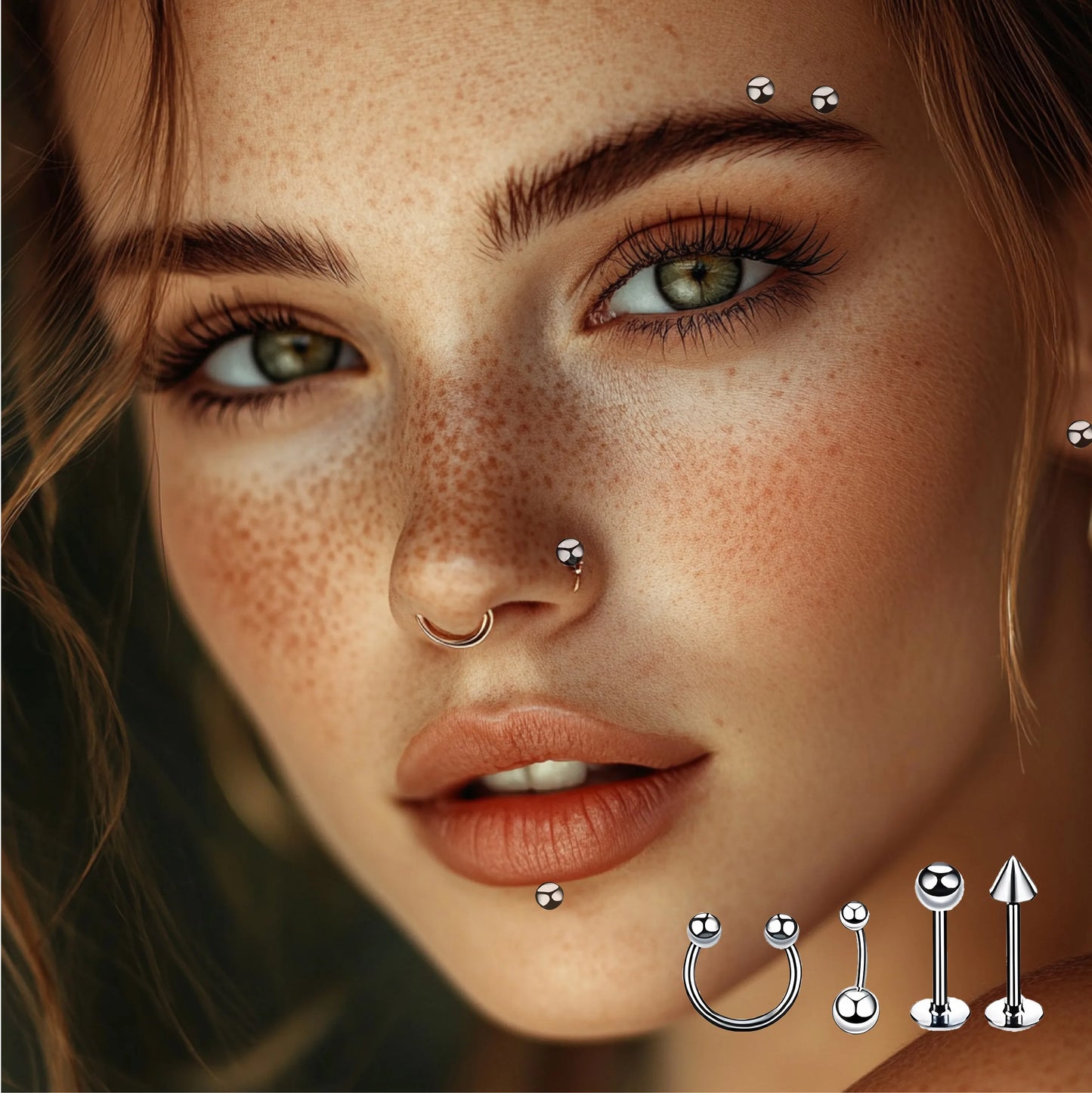 16/100Pcs Sterile Ear Piercing Kit, Body Piercing Cartilage Tragus Helix Piercing Lip Ring Piercer Tool Machine Set