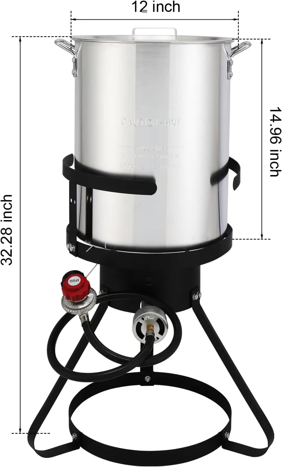 30 Qt Turkey Deep Fryer Set, Aluminum Fish & Seafood Boiler Steamer with 55,000 BTU Propane Gas Burner Stand Injector Thermomete