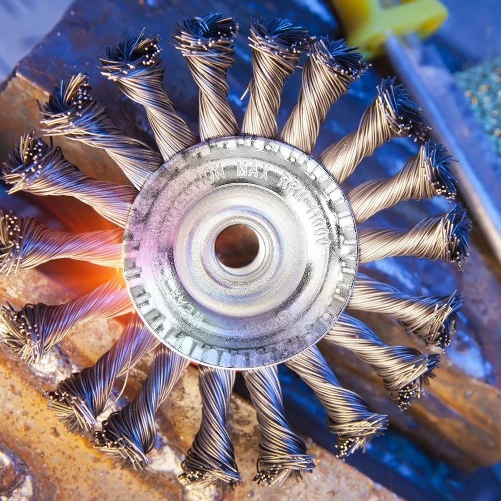 8-4inch Steel Wired Grass Trimmer Head Lawn Mower Brush Disc Twist Knot Brush Steel Wire Wheel Brush Disc Lawnmower Garden Tools