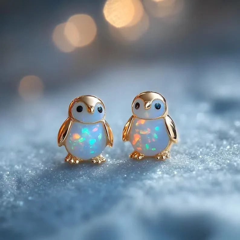 1Pair Cute Penguin Stud Earrings Elegant Penguin Theme Animal Jewelry Lovely Cartoon Design Daily Casual All Season Wear Accessory Birthday Gift For Women Girls