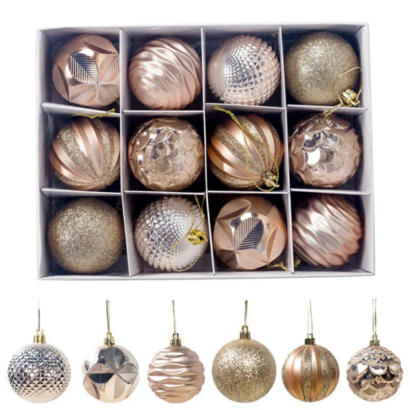 12pcs 6cm Assorted Christmas Ball Pendant Ball Ornament Set Seasonal Holiday Wedding Holiday Party Festival Decorations