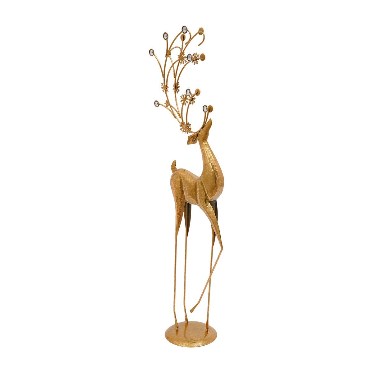 Retro Gold Metal Deer Statue Reindeer Figurine Indoor Holiday Decor