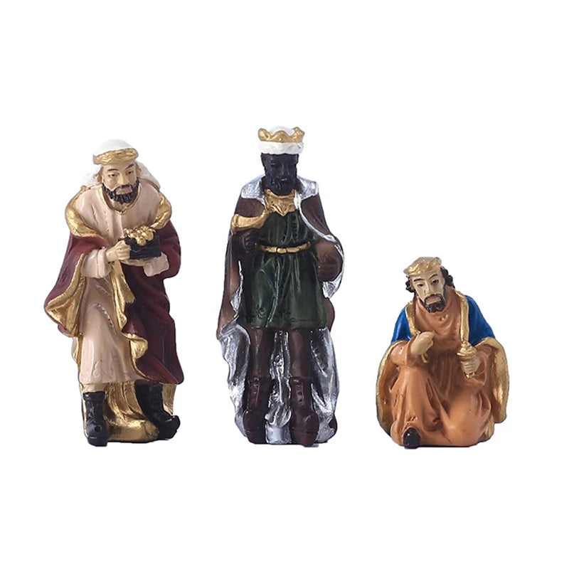 11Pcs/Set Statue Nativity Scene Ornament Baby Jesus Manger Christmas Crib Figurines Miniature Ornament Home Decoration Xmas Gift