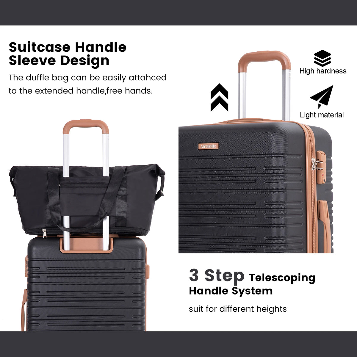 Luggage Sets 6 Piece, Suitcases with Double Spinner Wheels and TSA Lock, Hardcase 6 Set 16/20/24/28 Luggage with Travel Duffle Bag