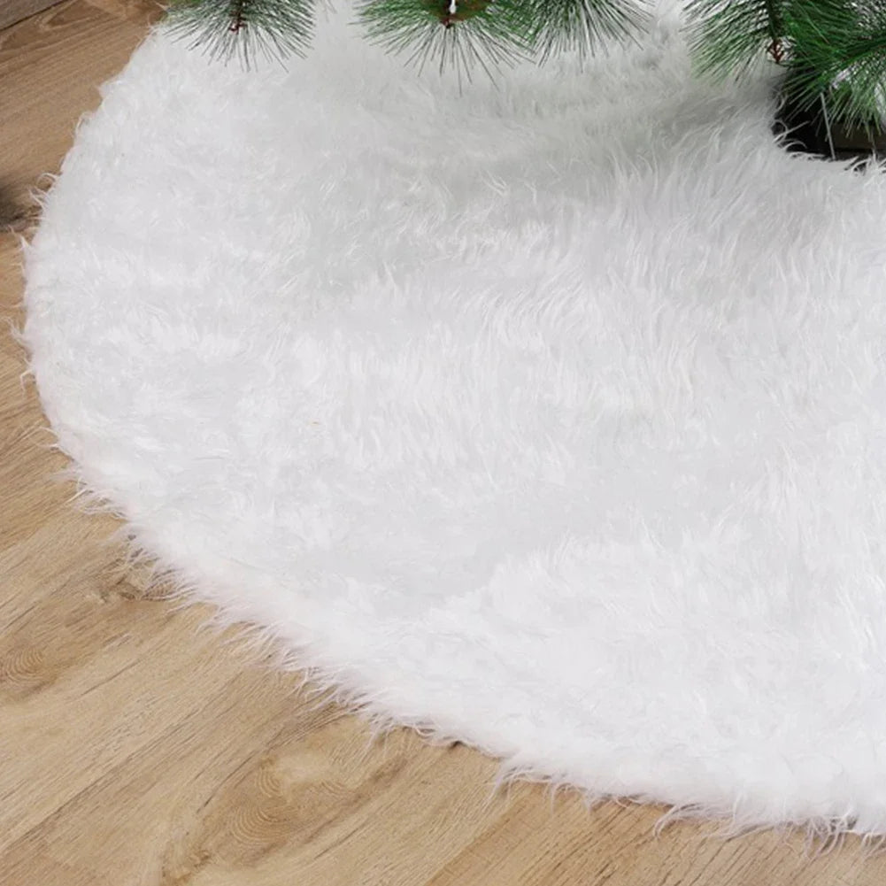 Christmas Tree Skirt Round Faux Fur Christmas Tree Skirt Fluffy Xmas Tree Skirt Decorations for Merry Christmas Party