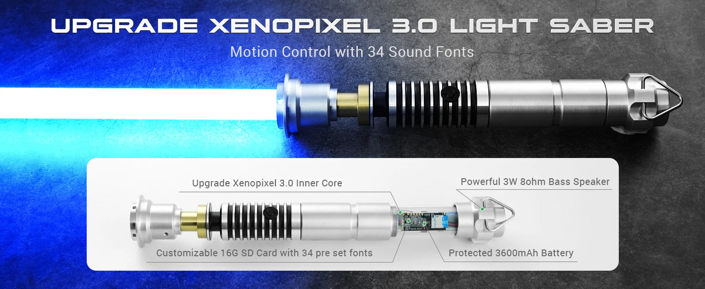 Luke Inspired Lightsaber XRGB3.0/Xenopixel 3.0 Smooth Swing App Control Colour Change