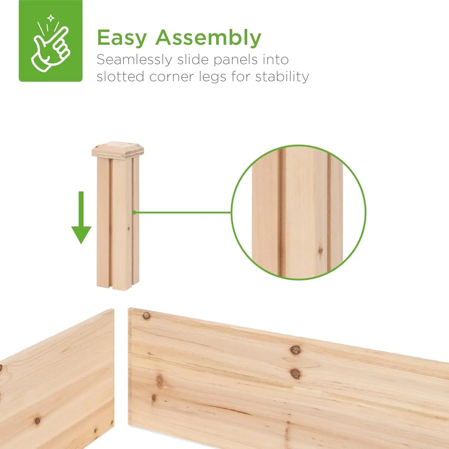 8x2ft Outdoor Wooden Raised Garden Bed Planter for Vegetables, Grass, Lawn, Yard - Natural