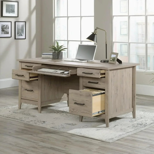 Summit Station 66"W Executive Computer Desk, Laurel Oak
