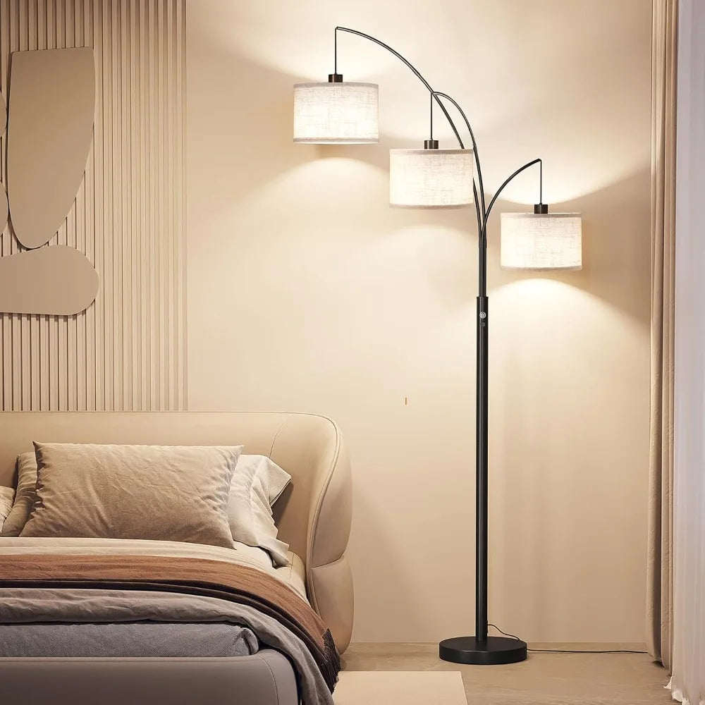 78" Tall Floor Lamp with Hanging Drum Shade, Modern Arc Standing Lamp for Living Room, Bedroom, Office, Corner