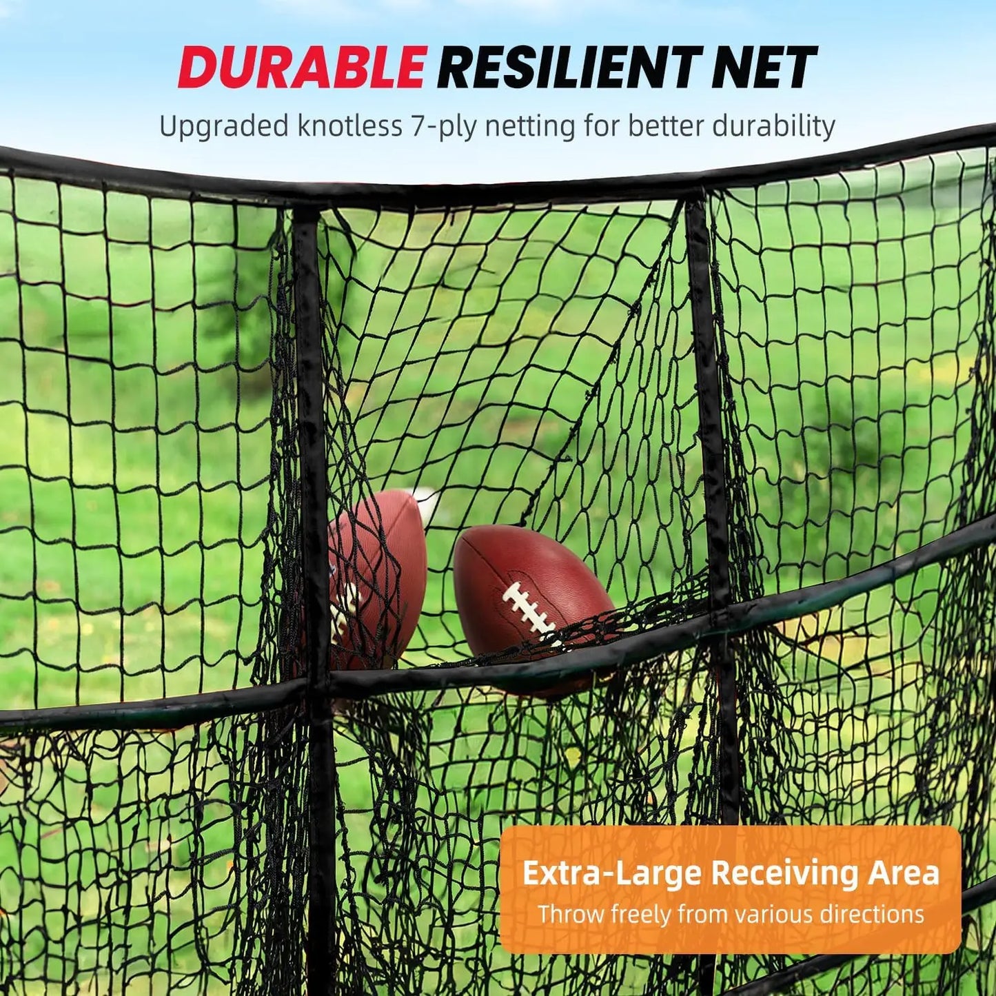 Football Throwing Net - 5 or 9 Target Pockets, Easy Setup, Heavy-Duty, Portable QB Accuracy Trainer with Carry Bag