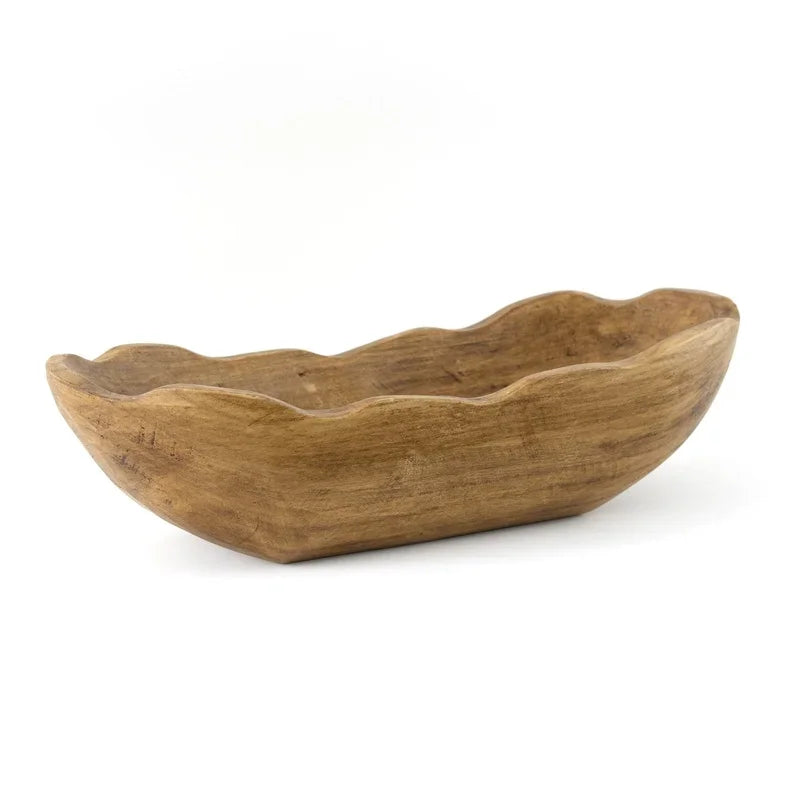 Indoor Decorative Dough Bowl Carved Wood Centerpiece Tabletop Decor Paulownia Wood Warm Aesthetic Home Accent Bowl Fillers