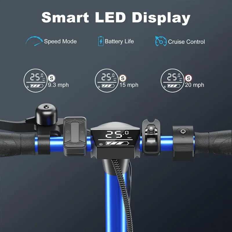Caroma Electric Scooter, 500W/350W Powerful Motor, 25 Miles Long Range, 20 Mph Top Speed, 9 Solid Tires