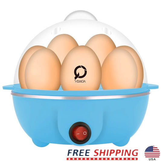 Electric Egg Cooker Hard Boiled Poached Scrambled Eggs Omelets Steamer Vegetables Seafood Dumplings 7 Eggs Capacity Timer