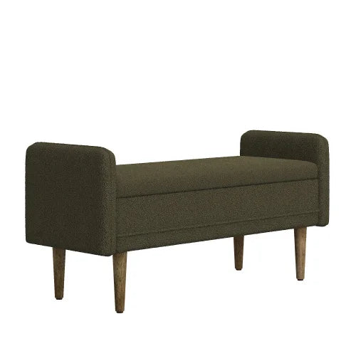 Green Teddy Velvet Storage Stool Ottoman for Bedroom and Living Room