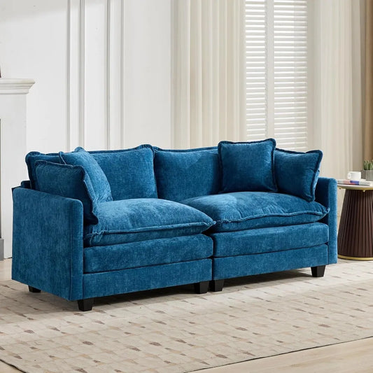 Modular Sectional 2 Seater Cloud Sofa Couch for Living Room,78" Loveseat Couch with Deep Seat,Modern Chenille 2 Seat Sofas,Fluf