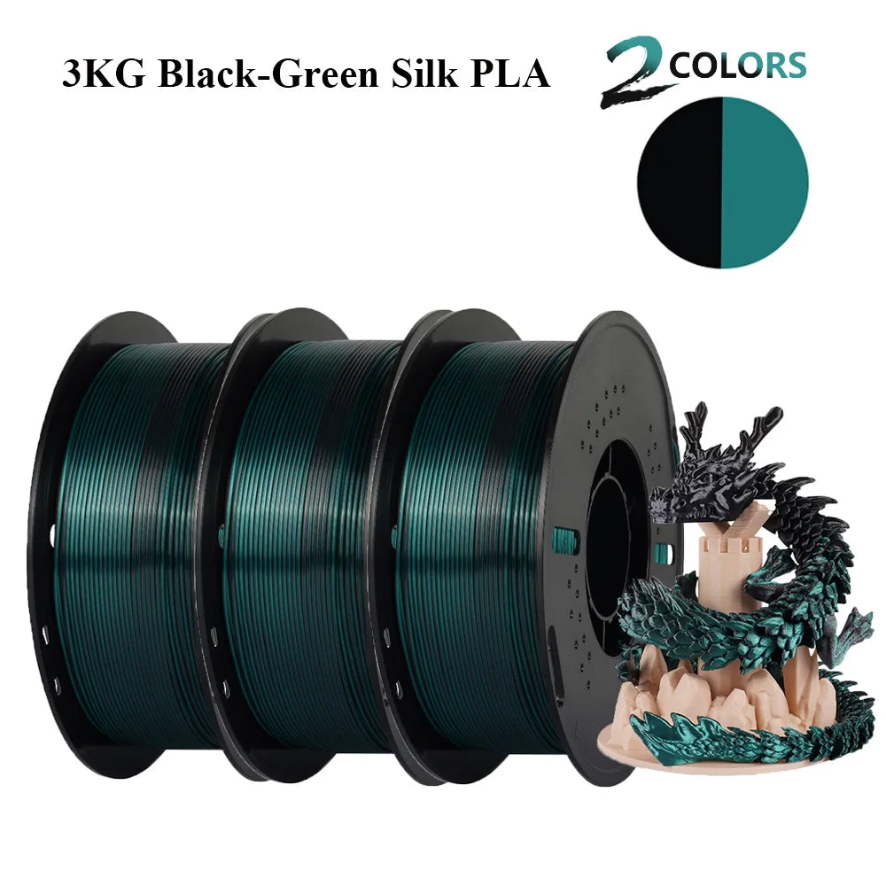 Multicolor Filament Bicolor Silk PLA 2Color for 3D Printing Plastic 3D Printer Materials 1.75mm Spool No Bubble High quailty
