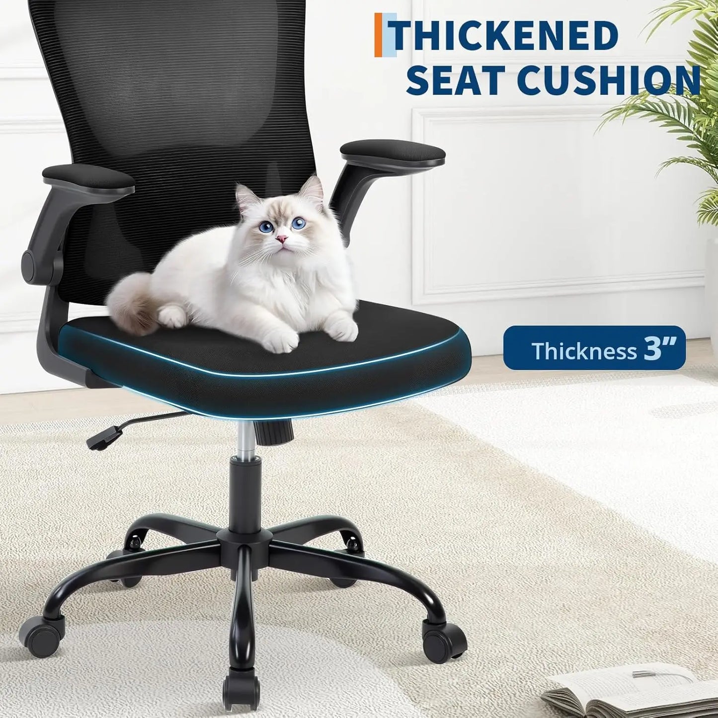 Office Computer Desk Chair Ergonomic Office Chair High-Back Mesh Home Office Chair With Adjustable Headrest And Lumbar Support