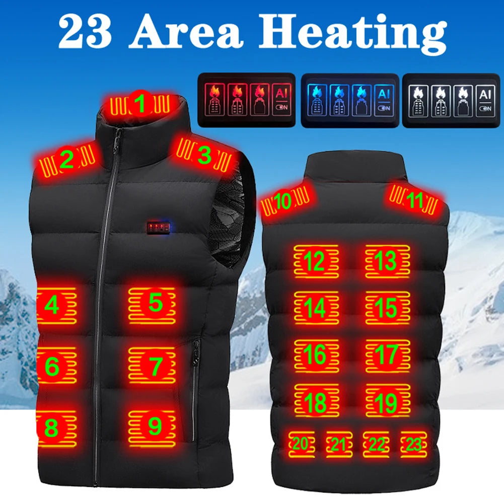 Unisex Electric Heating Gilet Lightweight Electric Thermal Body Warmer 23 Heating Zone USB Charging for Cycling Fishing