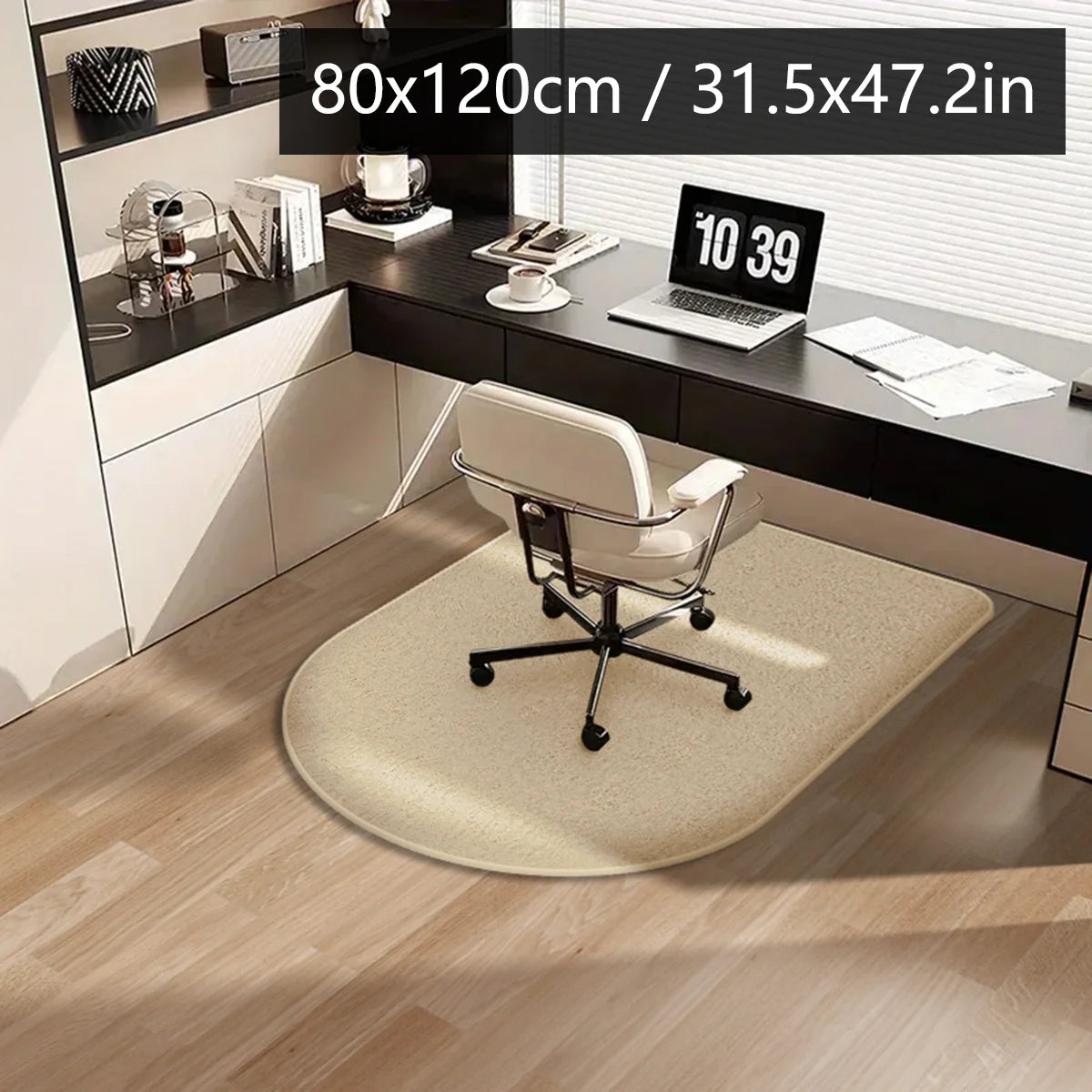 Solid color computer chair mat flannel floor mat thickened desk swivel chair arched carpet study soft dressing table foot mat
