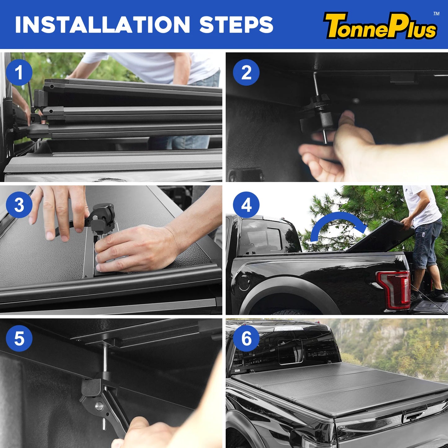 TonnePlus FRP Hard Tri-Fold Tonneau Cover Truck Bed Cover for 2020-2024 Silverado / Sierra 2500 3500 HD New Body Style 6.9FT Bed