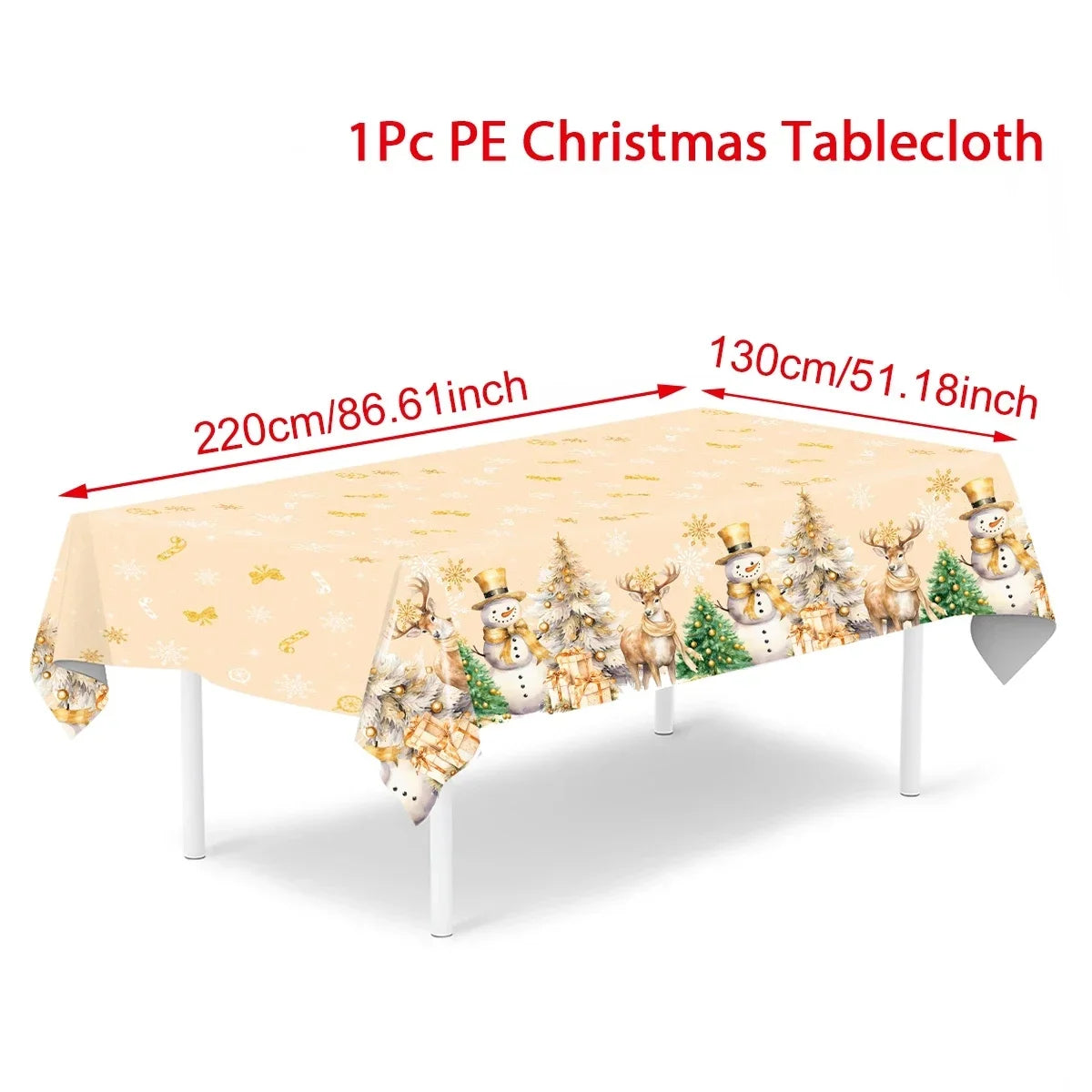 2025/2026 Christmas Snowflake Plastic Tablecloth - Merry Xmas Home Decor for Navidad, Natal & New Year Table Ornament