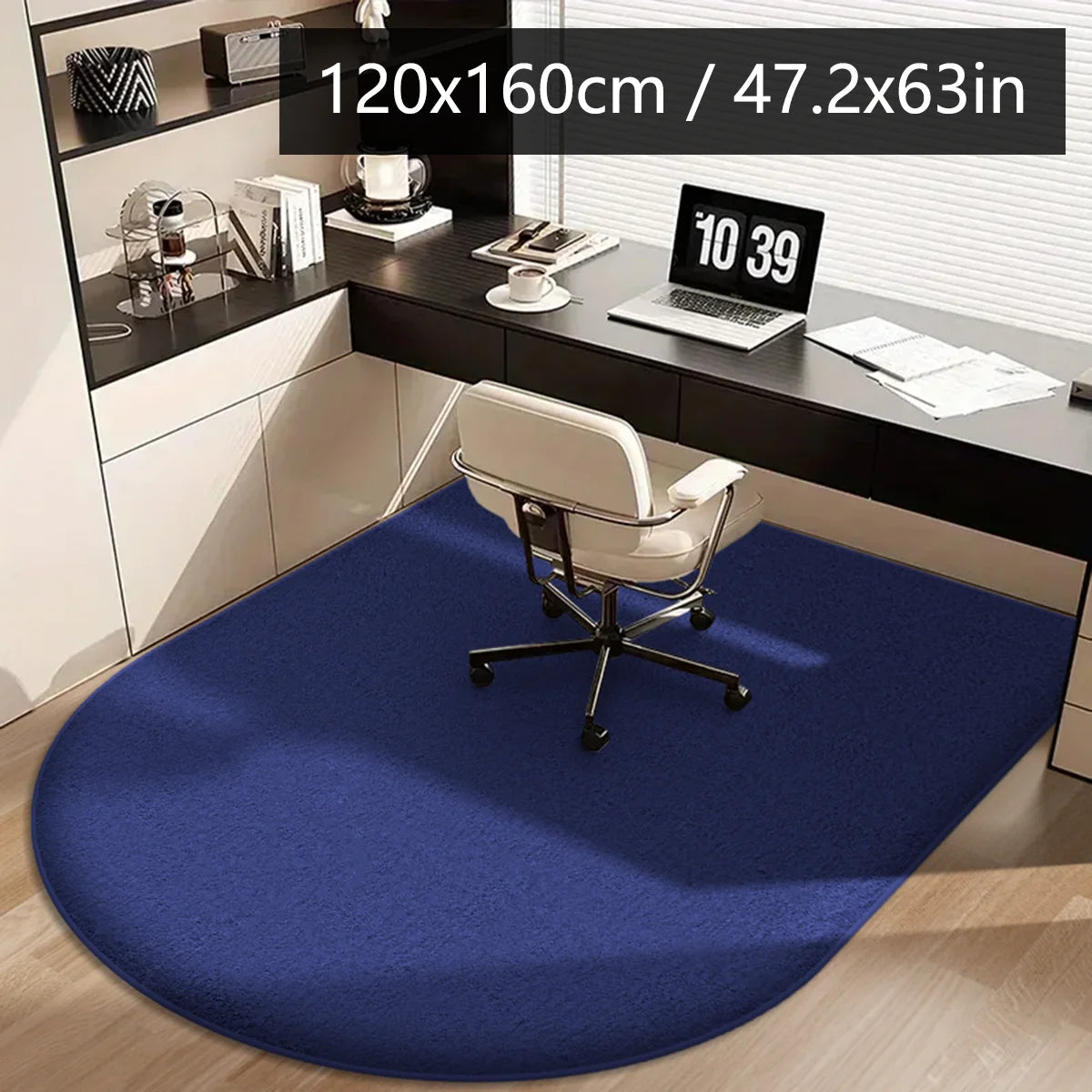 Solid color computer chair mat flannel floor mat thickened desk swivel chair arched carpet study soft dressing table foot mat